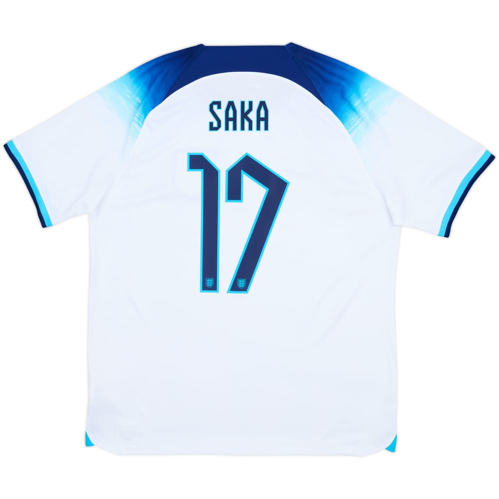 2022-23 England Home Shirt Saka #17 - 10/10 - (S)