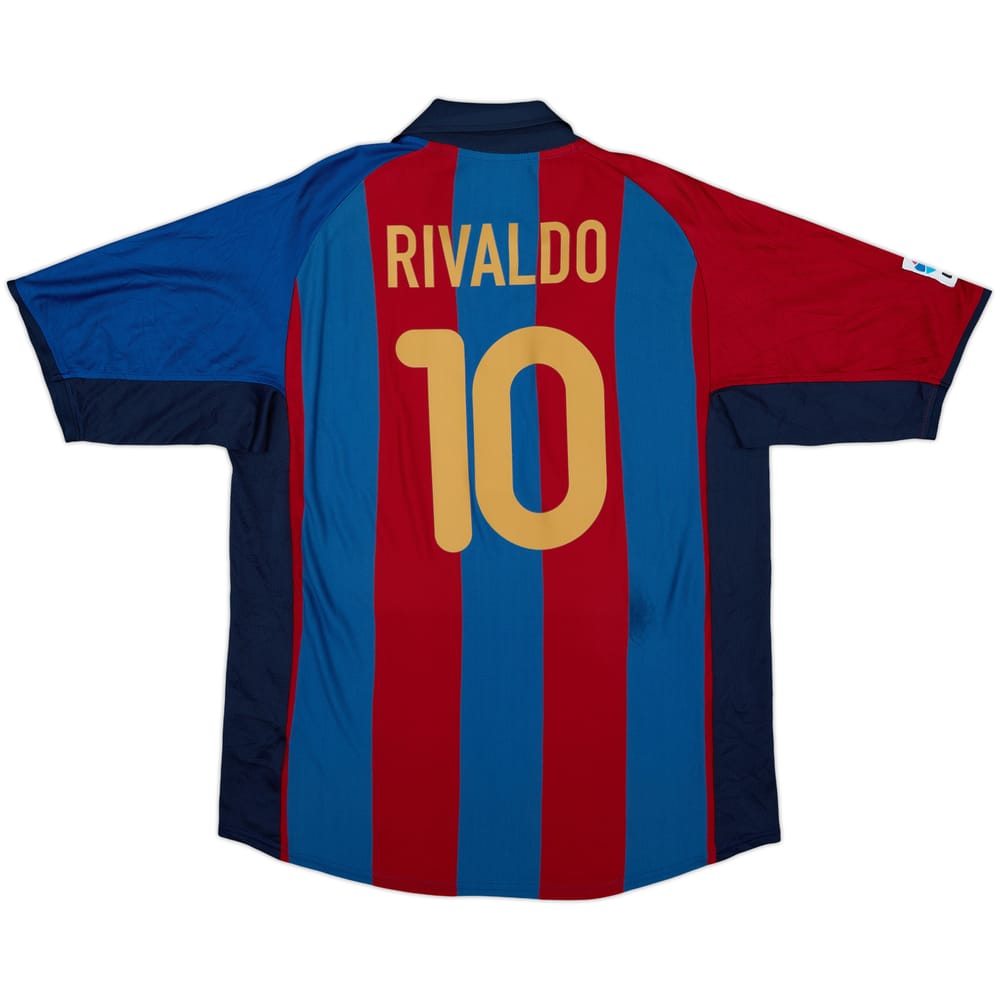 2001-02 Barcelona Home Shirt Rivaldo #10 - 8/10 - (L)