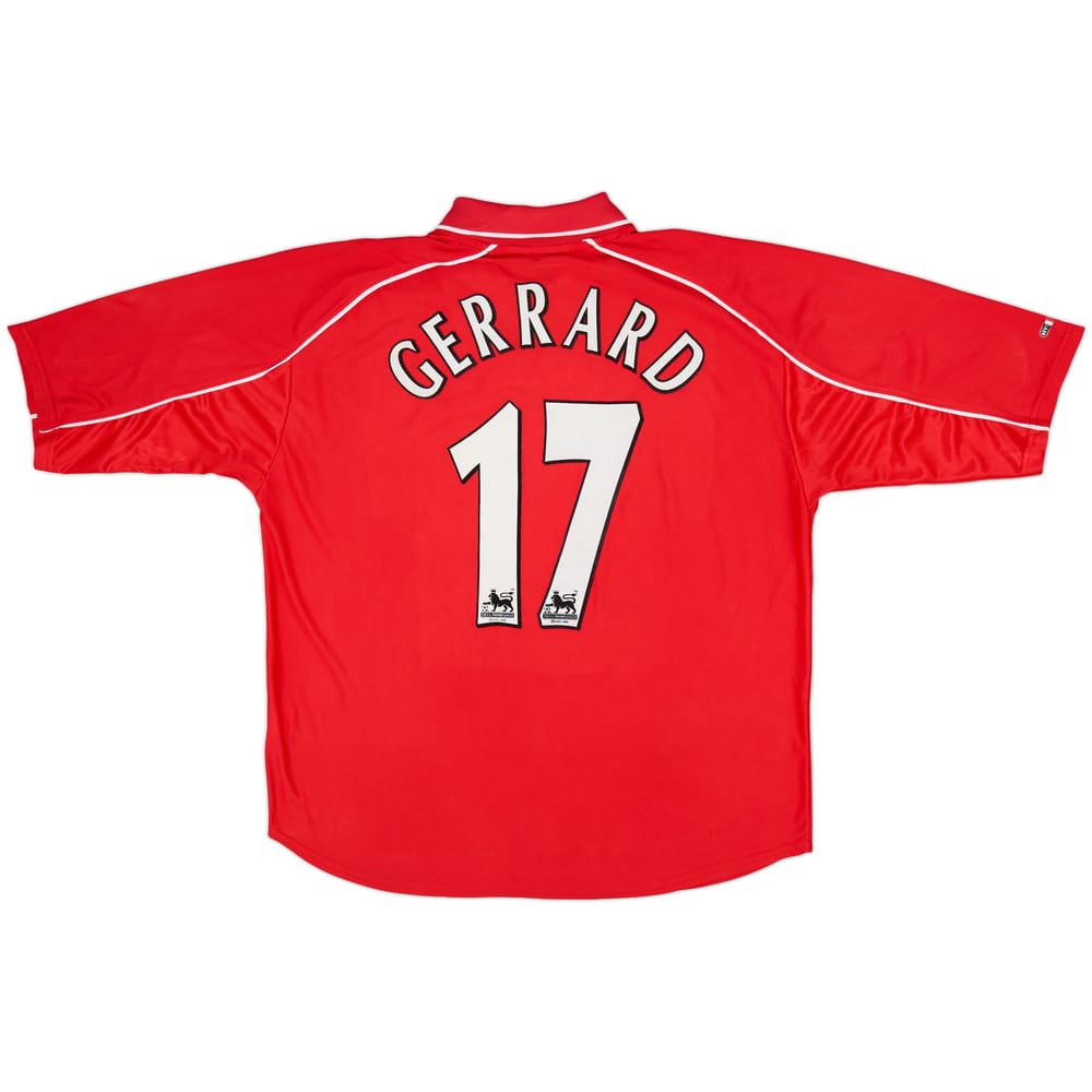 2000-02 Liverpool Home Shirt Gerrard #17 - 7/10 - (XL)