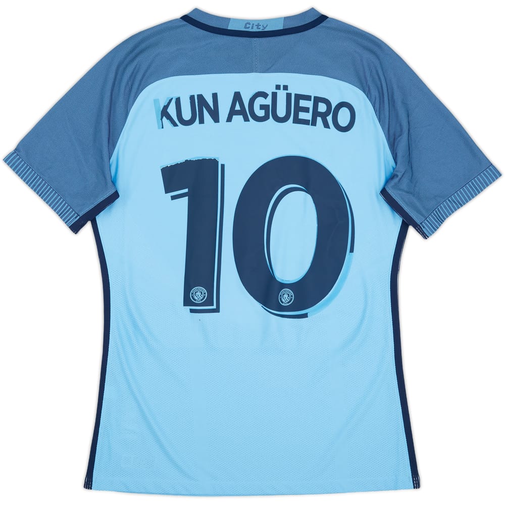 2016-17 Manchester City Authentic Home Shirt Kun Aguero #10 - 4/10 - (L)