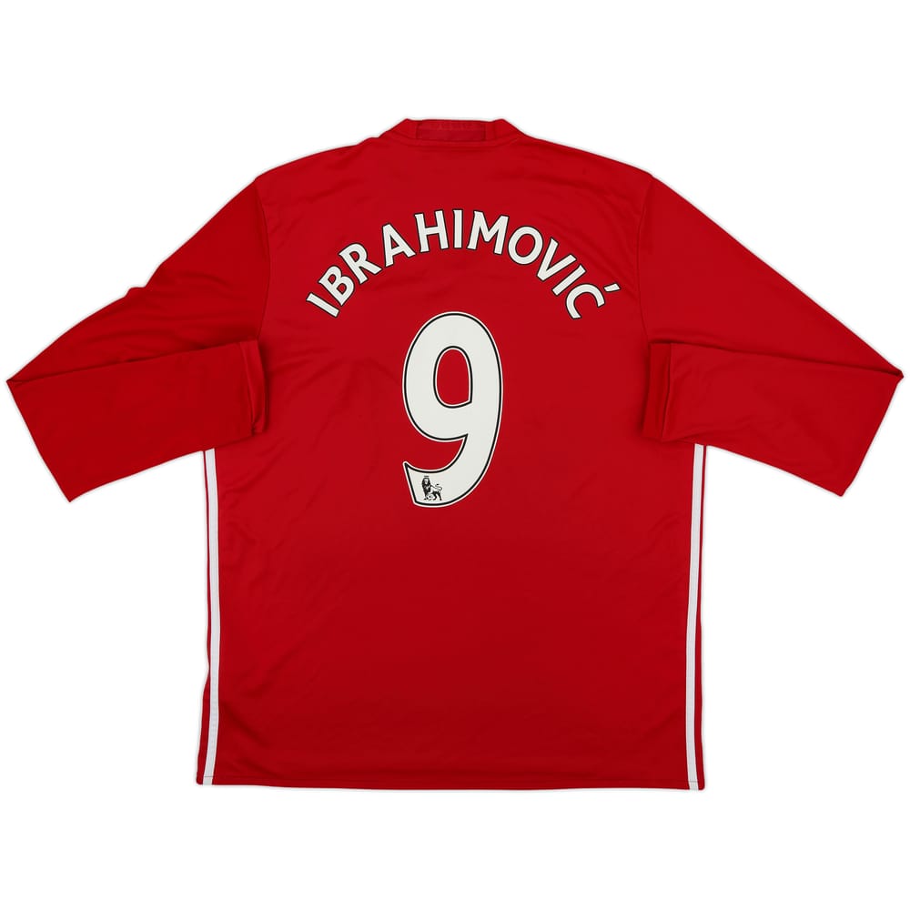 2016-17 Manchester United Home L/S Shirt Ibrahimovic #9 - 6/10 - (XL)
