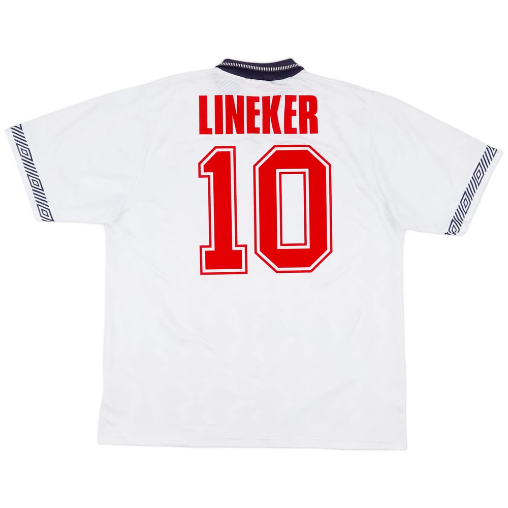 1990-92 England Home Shirt Lineker #10 - 8/10 - (XL)