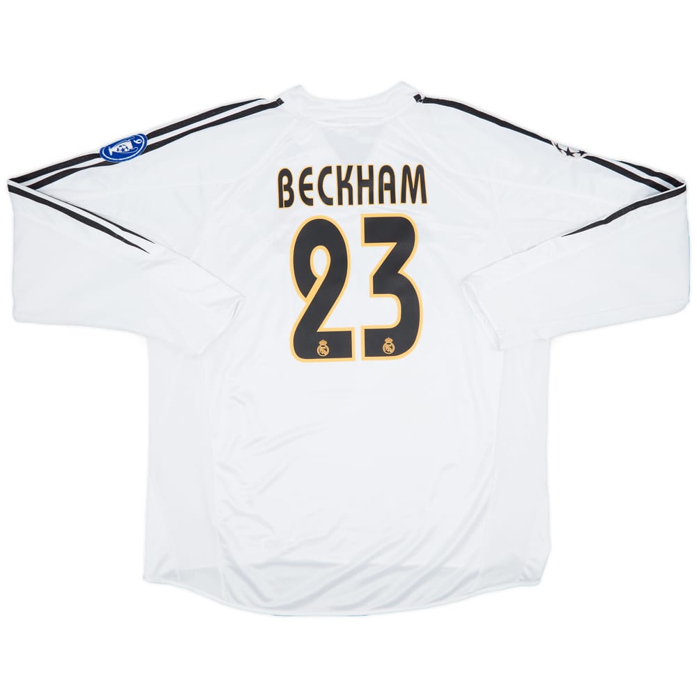 2004-05 Real Madrid Home L/S Shirt Beckham #23 - 6/10 - (XXL)