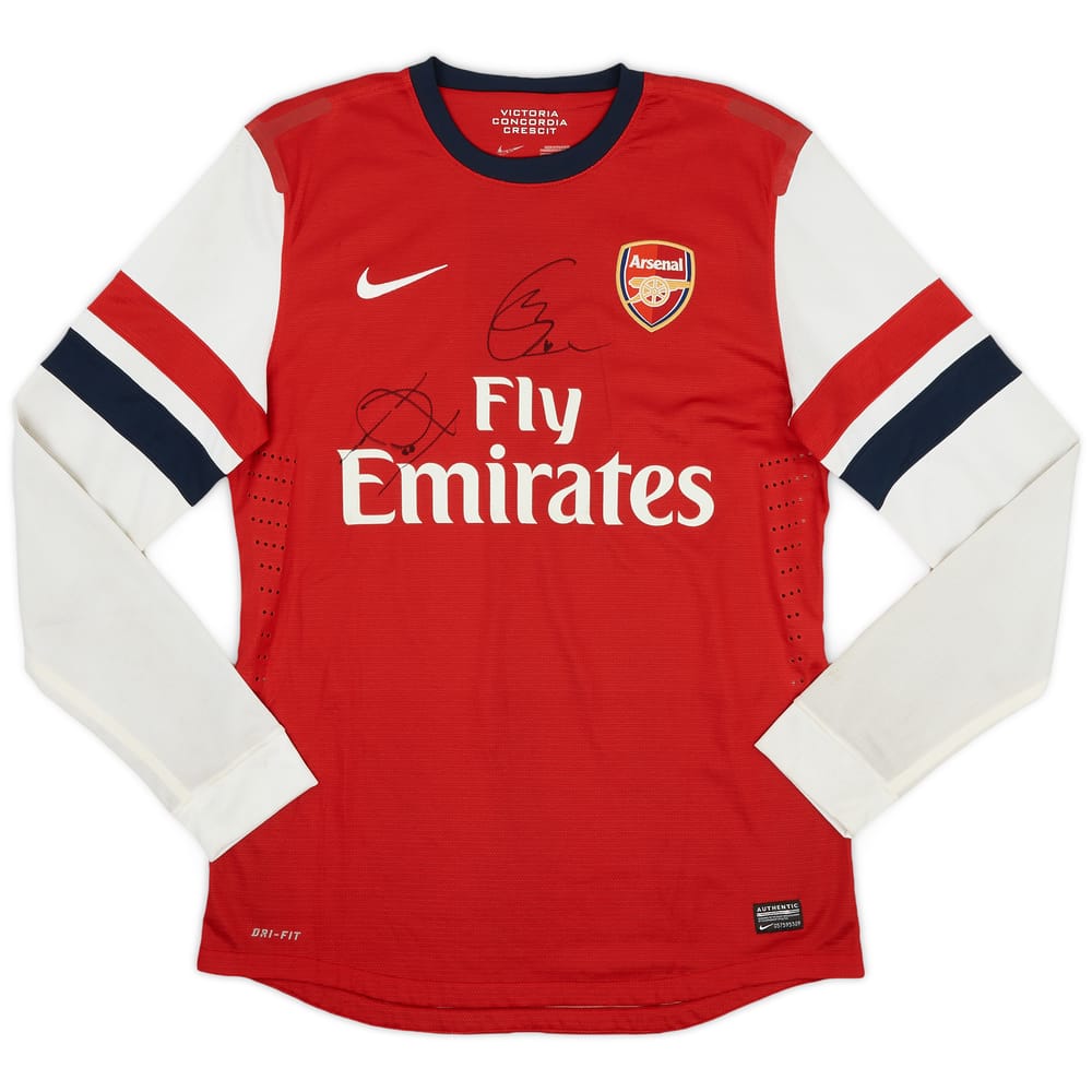 2012-14 Arsenal Signed Authentic Home L/S Shirt - 7/10 - (L)
