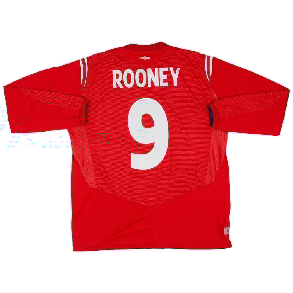 2004-06 England Away L/S Shirt Rooney #9 - 8/10 - (XL)