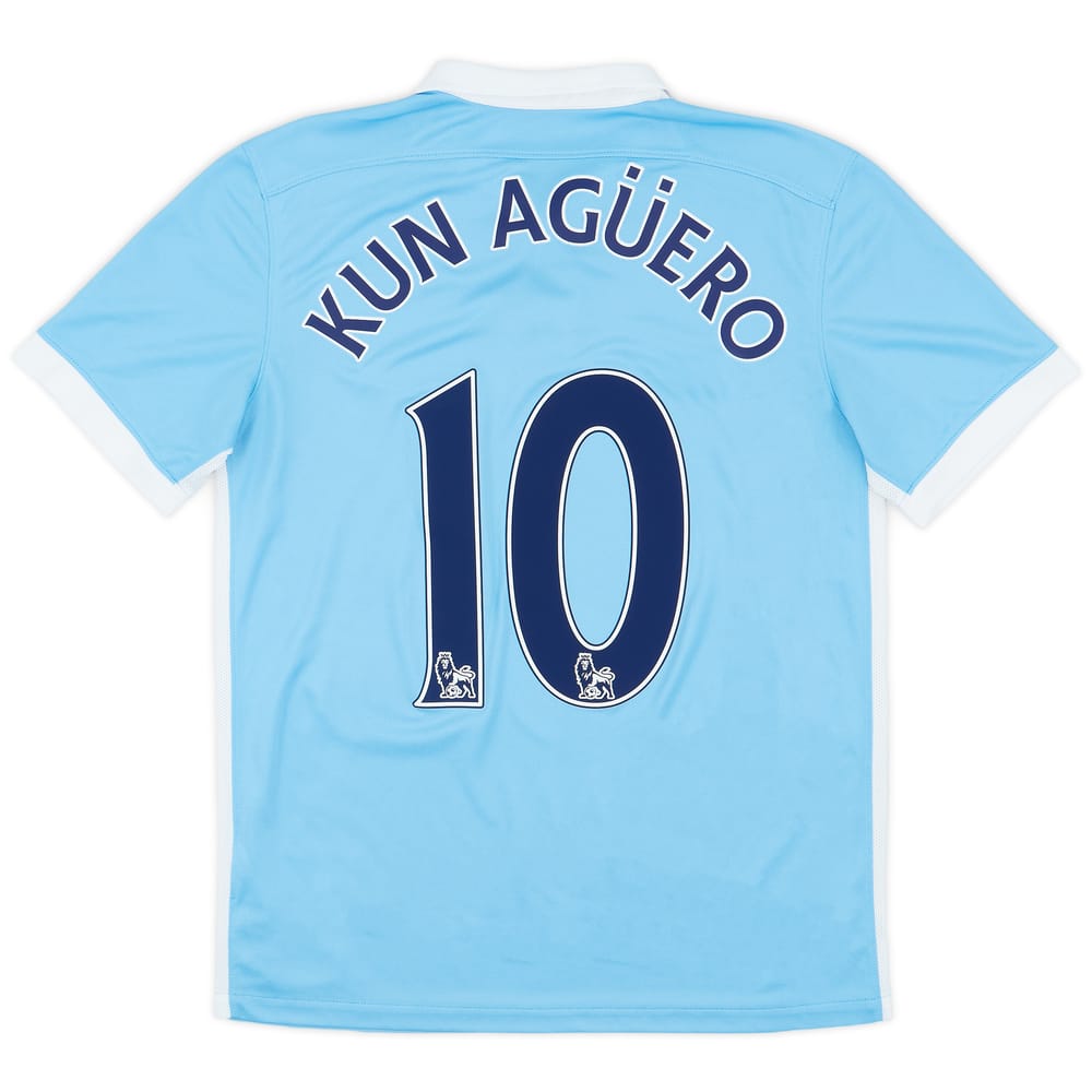 2015-16 Manchester City Home Shirt Kun Aguero #10 - 7/10 - (M)