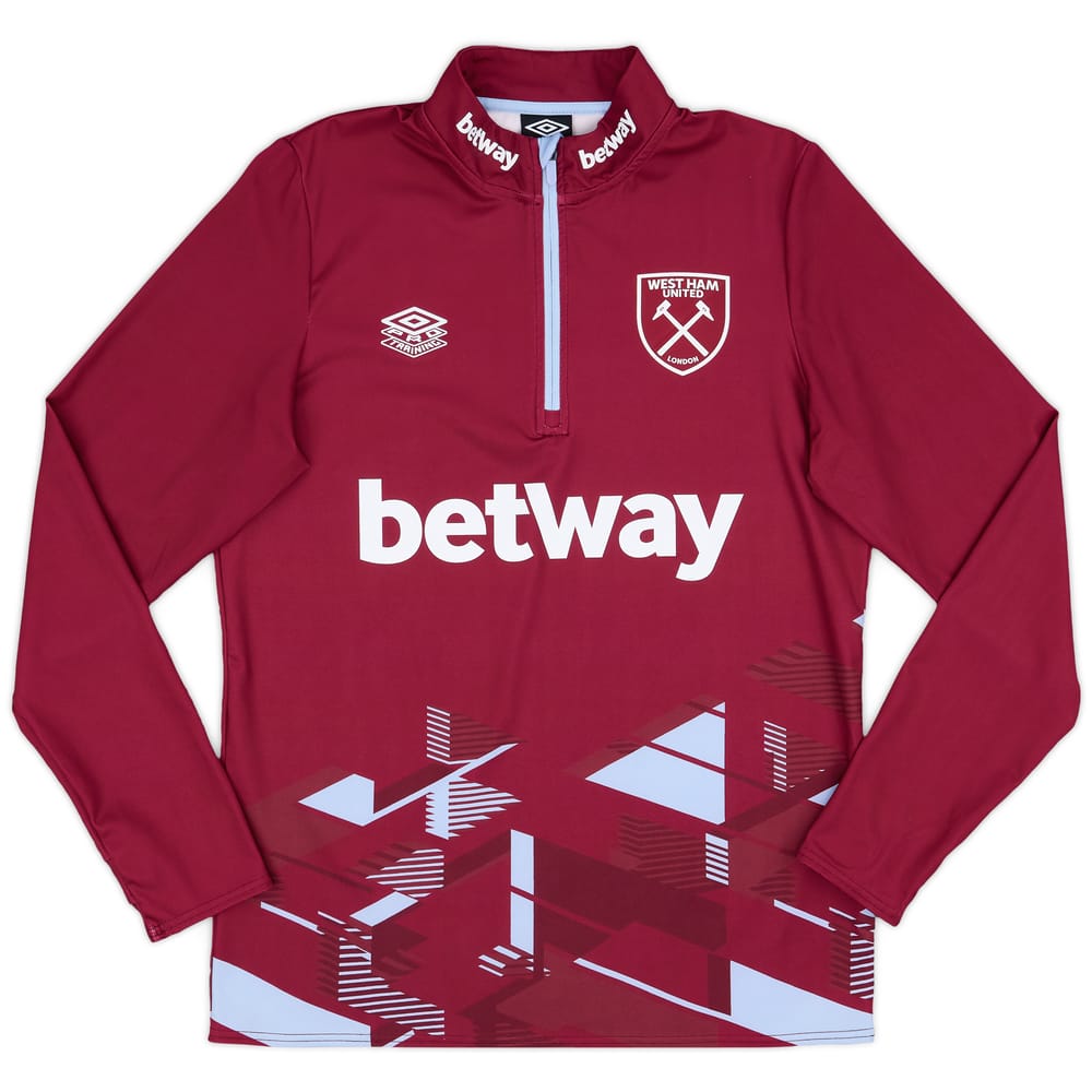 2023-24 West Ham Player Issue 1/4 Zip Training Top - 9/10 - (L)