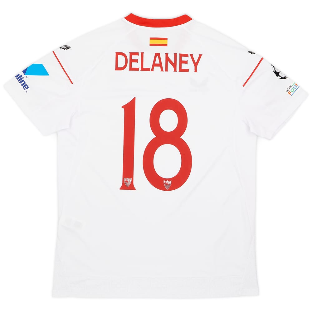 2022-23 Sevilla Match Issue Champions League Home Shirt Delaney #18