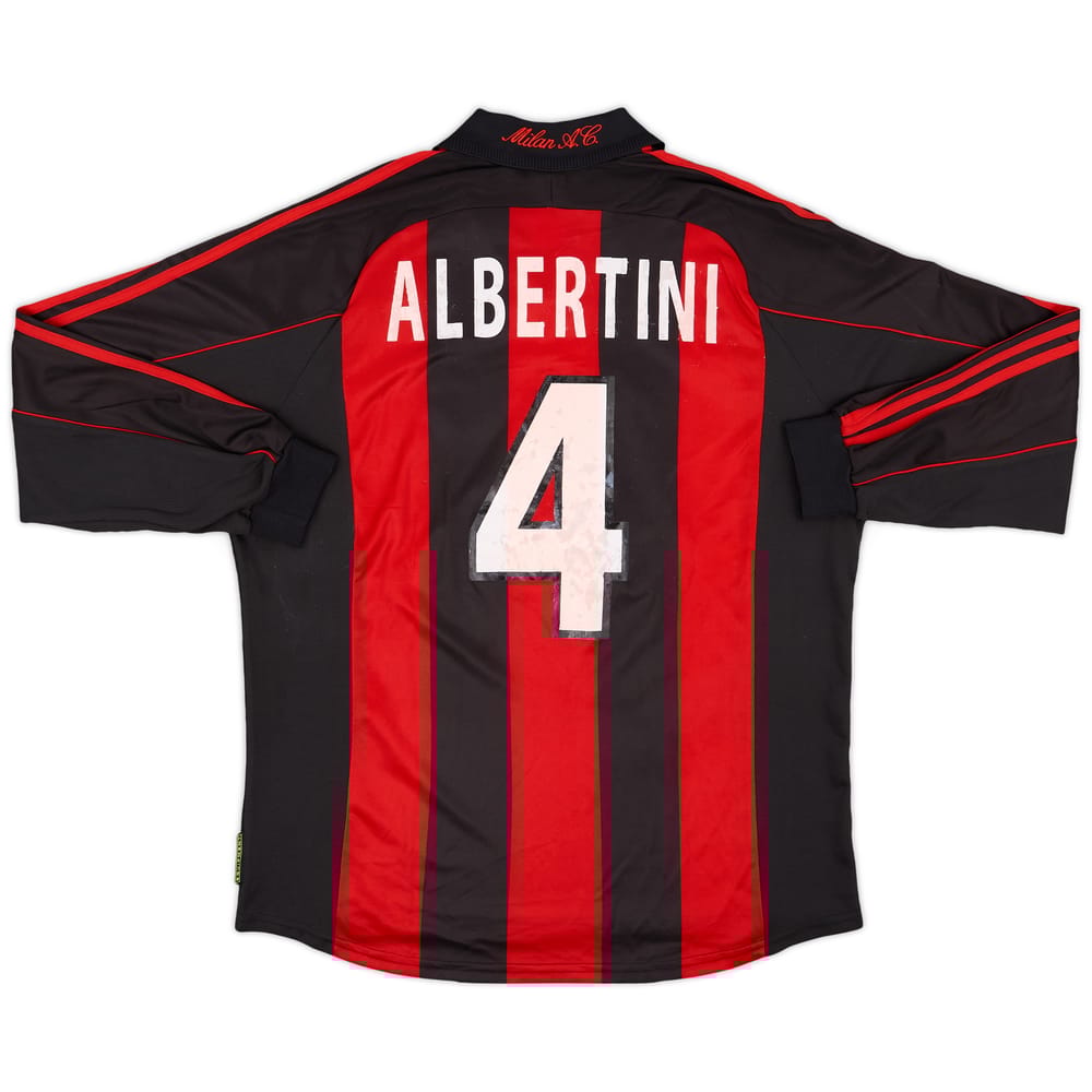 2000-02 AC Milan Match Issue Home L/S Shirt Albertini #4