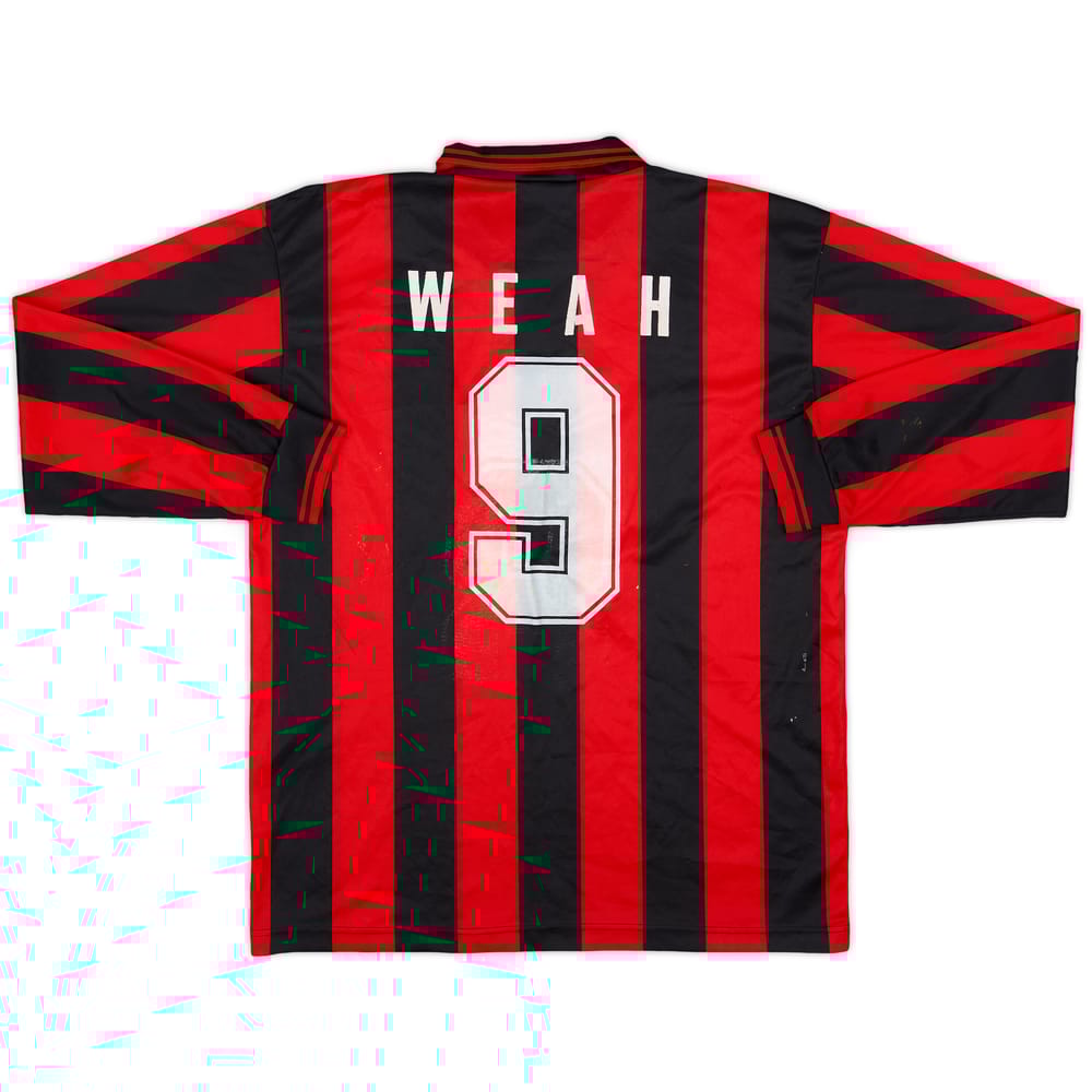 1996-97 AC Milan Basic Home L/S Shirt Weah #9 - 8/10 - (XL.Boys)