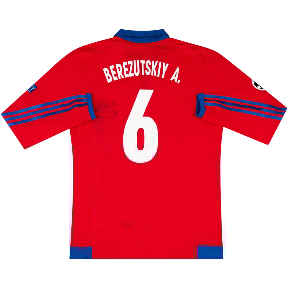 2015-16 CSKA Moscow Match Worn Champions League Home L/S Shirt Berezutskiy A. #6