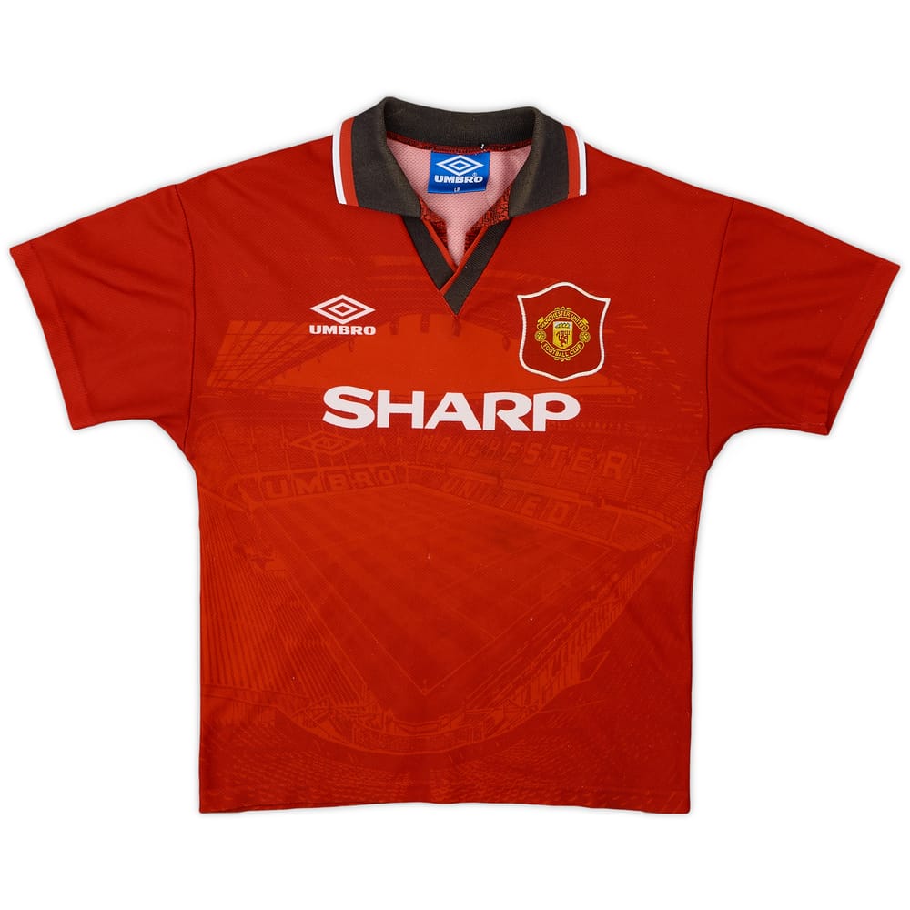1994-96 Manchester United Home Shirt - 6/10 - (L.Boys)