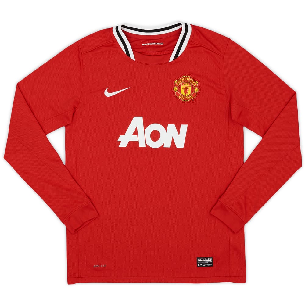 2011-12 Manchester United Home L/S Shirt - 8/10 - (L.Boys)