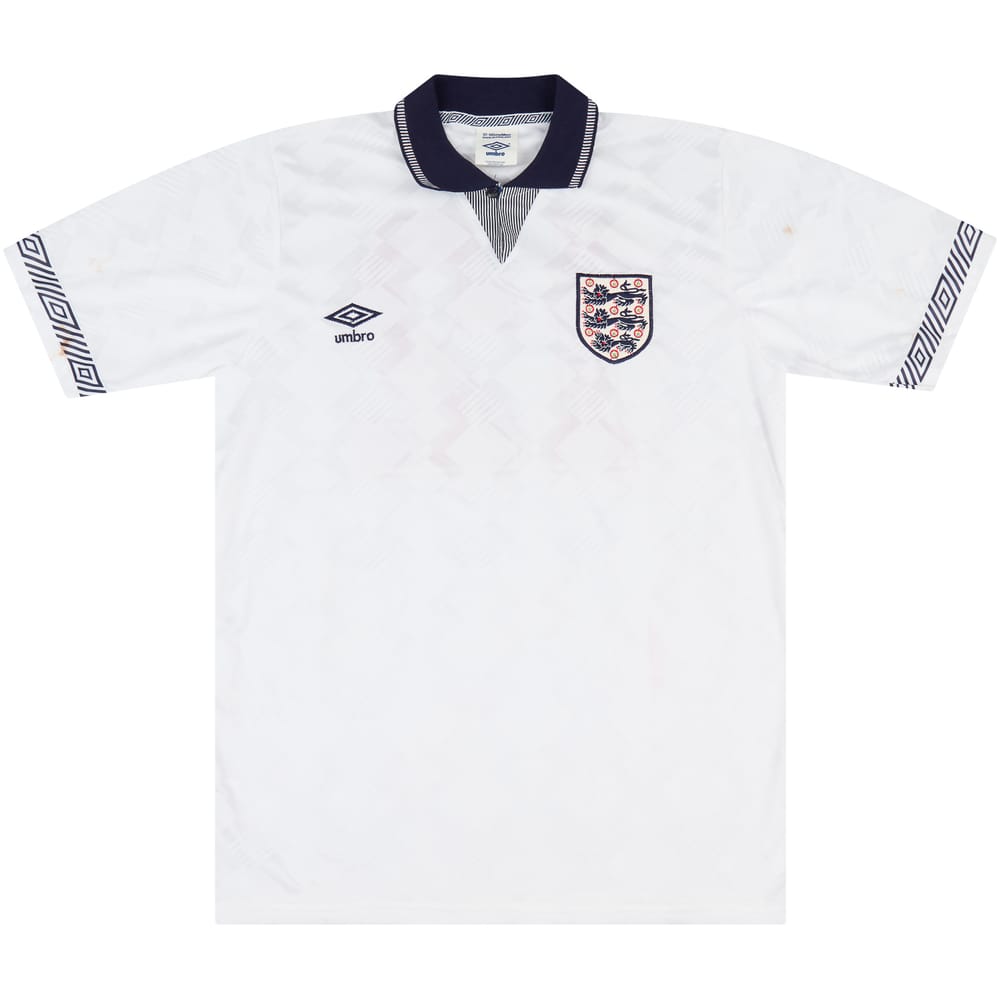 1990 England Match Worn Home Shirt #12 (Dorigo) v Denmark