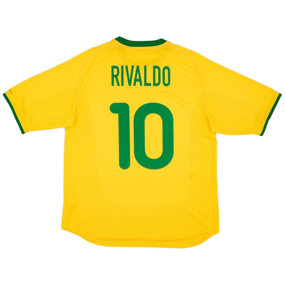 2000-02 Brazil Home Shirt Rivaldo #10 - 9/10 - (L)
