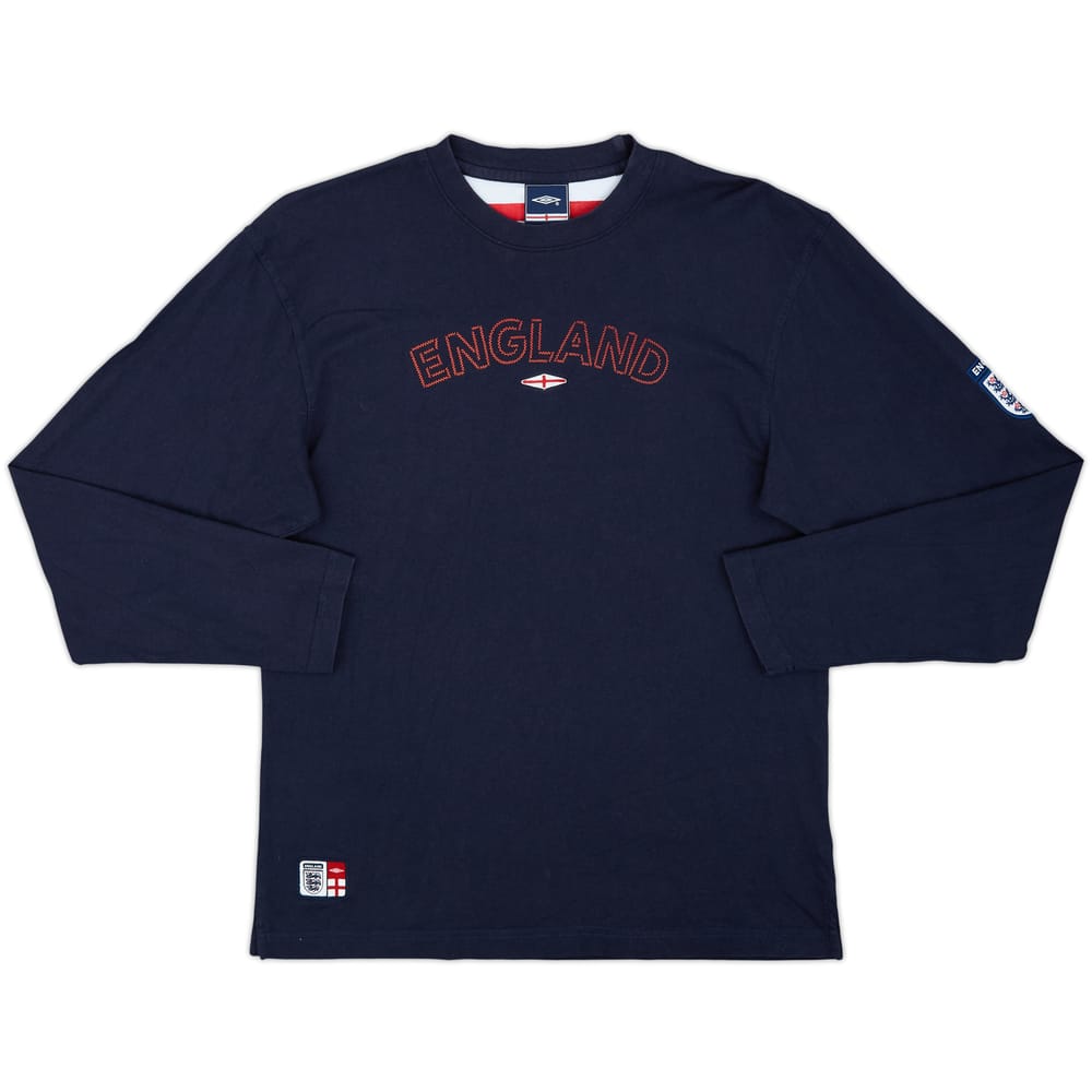 Camiseta de manga larga de algodón Umbro de Inglaterra 2004-06 - 8/10 - (M)