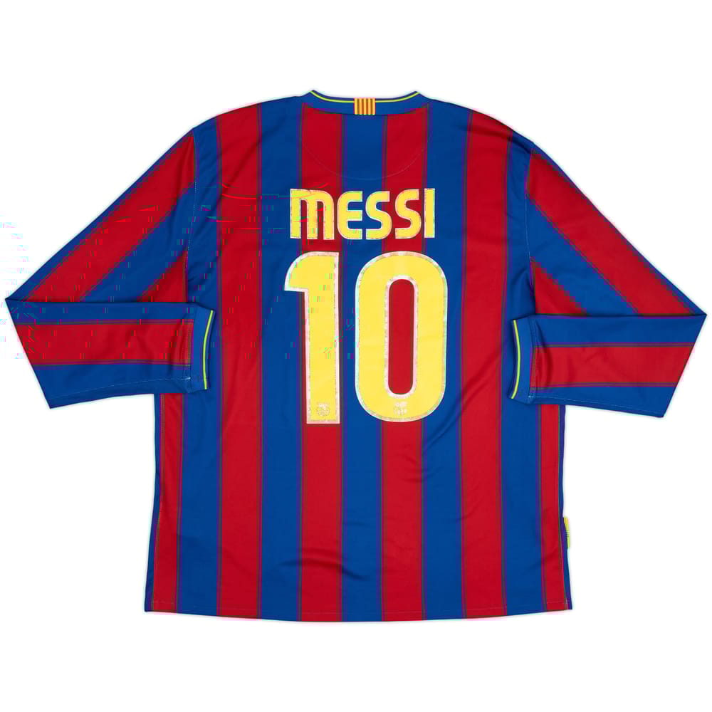 2009-10 Barcelona Home L/S Shirt Messi #10 - 5/10 - (XL)