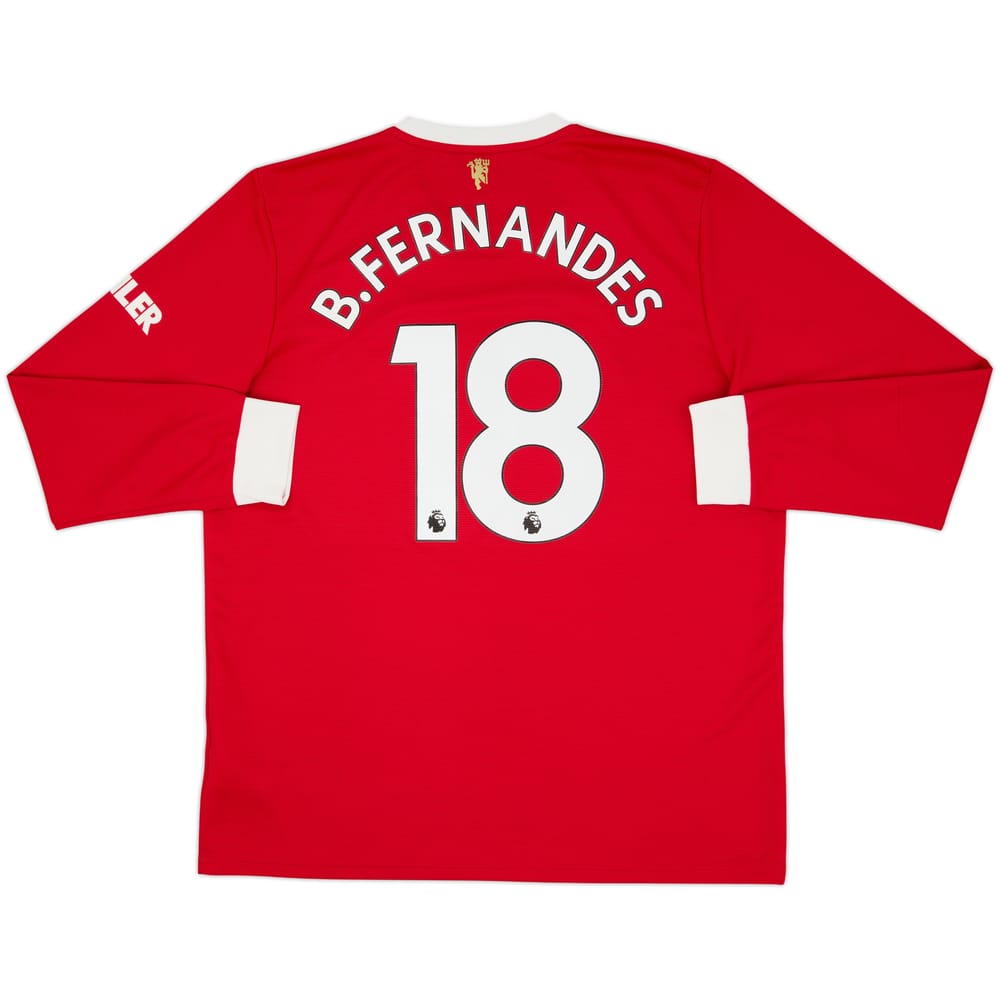2021-22 Manchester United Home L/S Shirt B.Fernandes #18 - 8/10 - (XL)