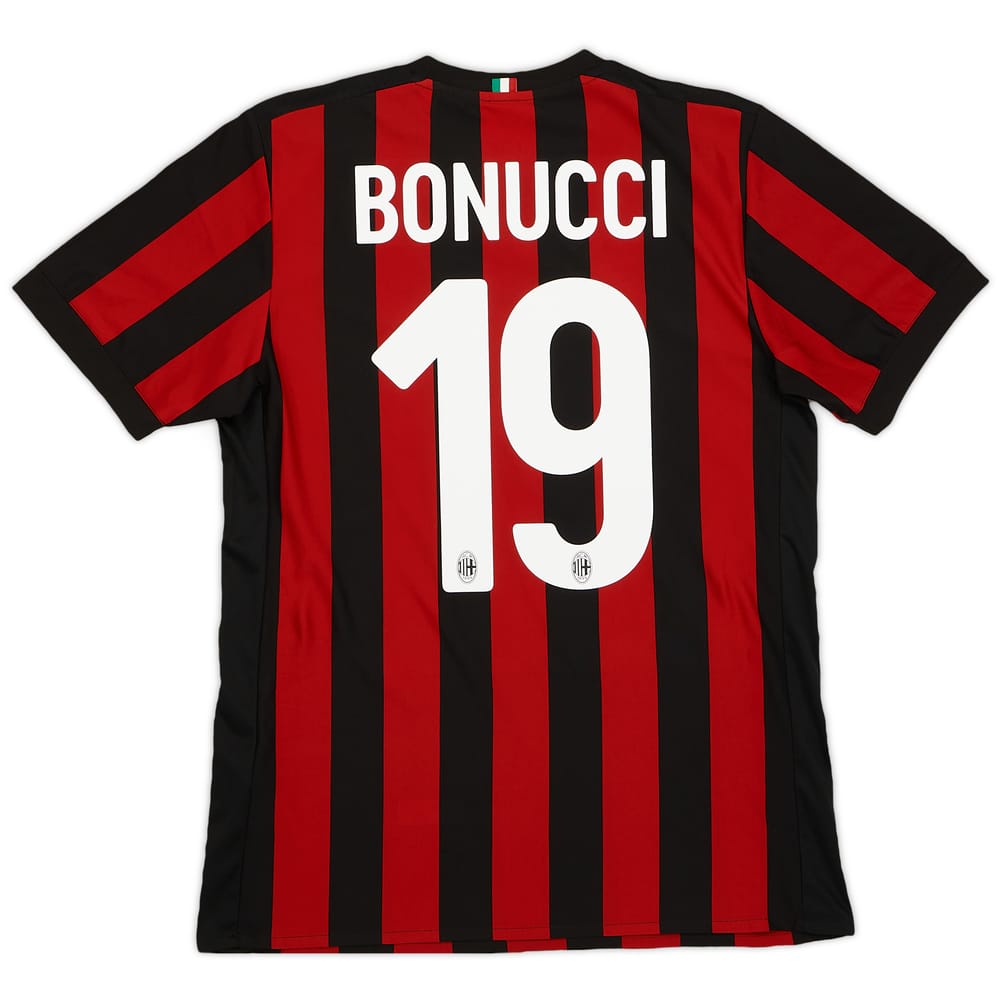 2017-18 AC Milan Home Shirt Bonucci #19 - 7/10 - (M)