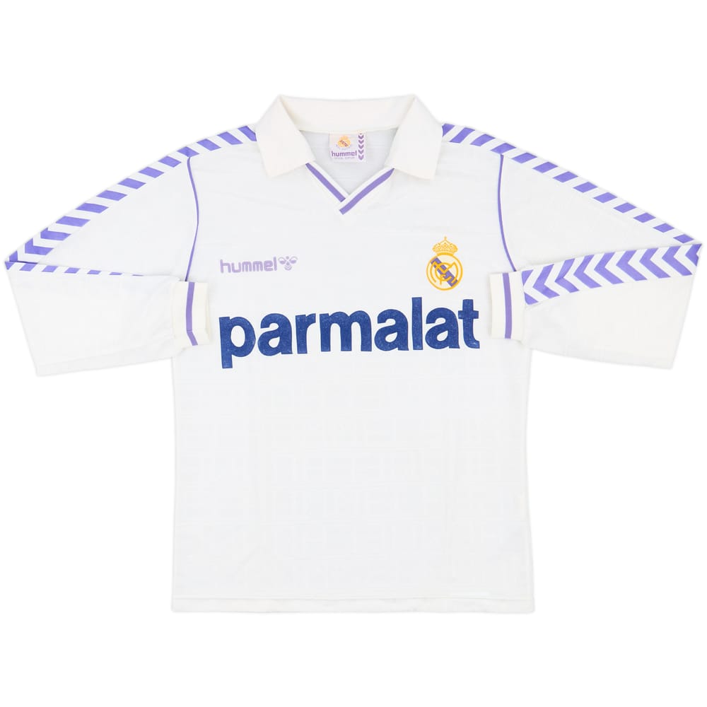 1988-89 Real Madrid Home L/S Shirt - 9/10 - (L)