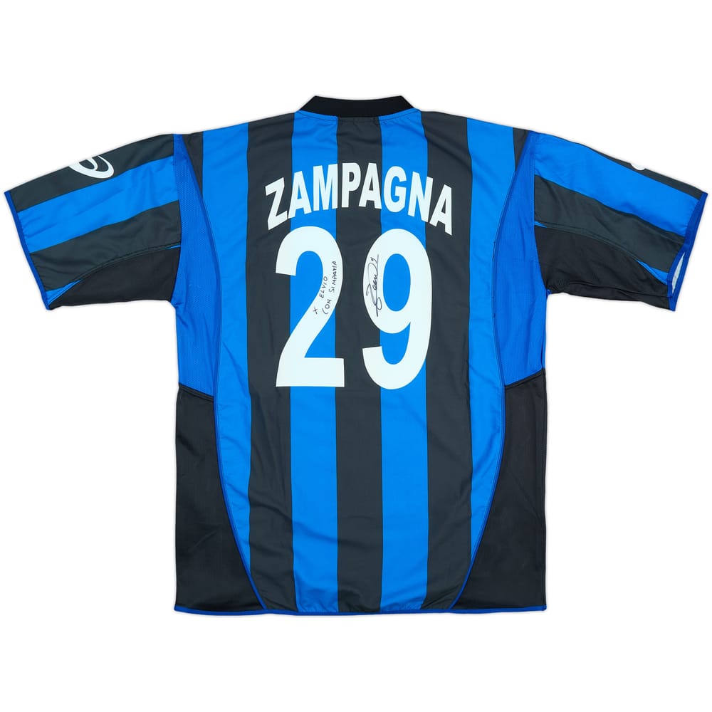 2005-06 Atalanta Match Issue Signed Home Shirt Zampagna #29