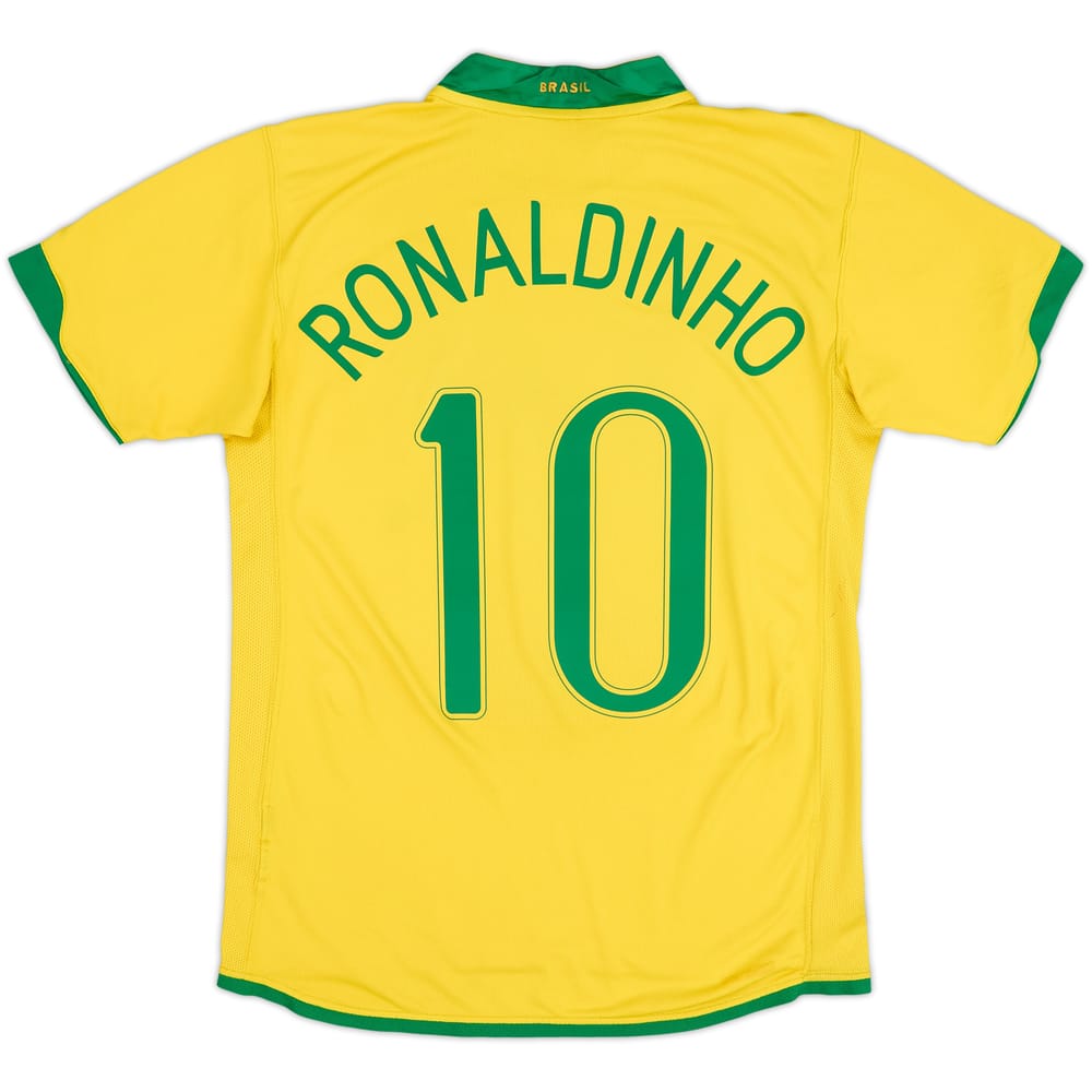 2006-08 Brazil Home Shirt Ronaldinho #10 - 7/10 - (M)