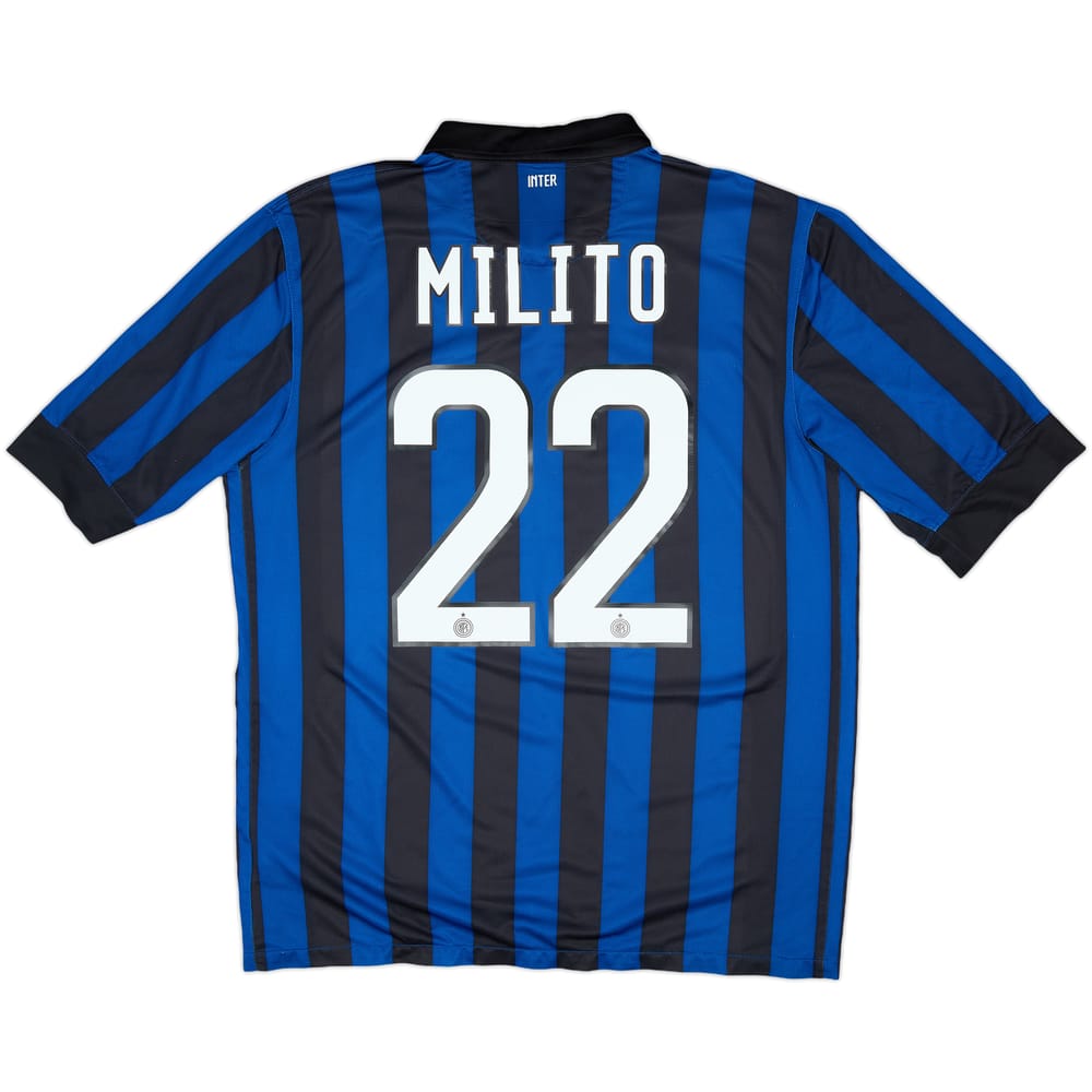 2011-12 Inter Milan Home Shirt Milito #22 - 7/10 - (L)