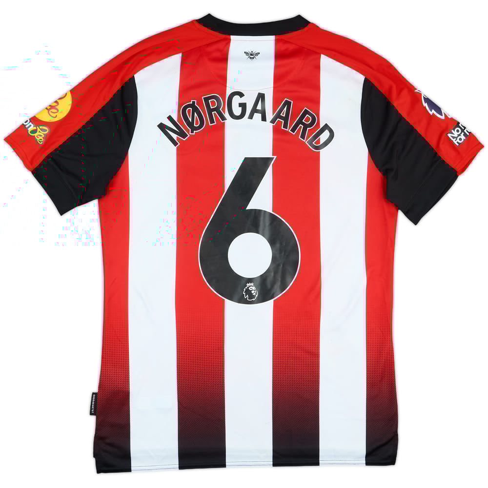 2023-24 Brentford Match Worn Home Shirt Norgaard #6