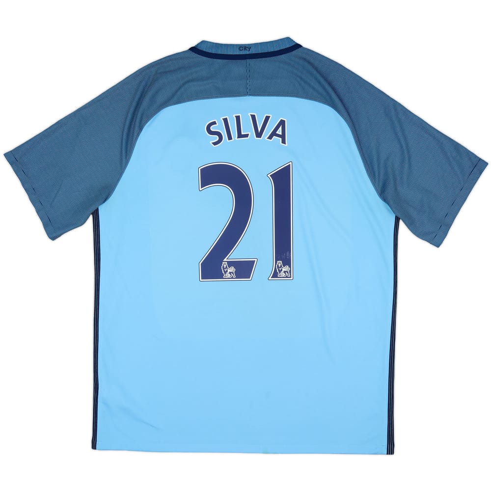 2016-17 Manchester City Home Shirt Silva #21 - 8/10 - (XL)