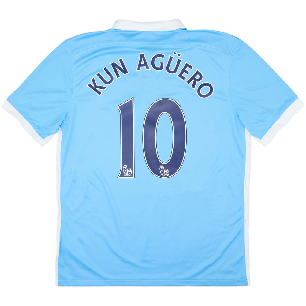 2015-16 Manchester City Home Shirt Kun Aguero #10 - 8/10 - (L)