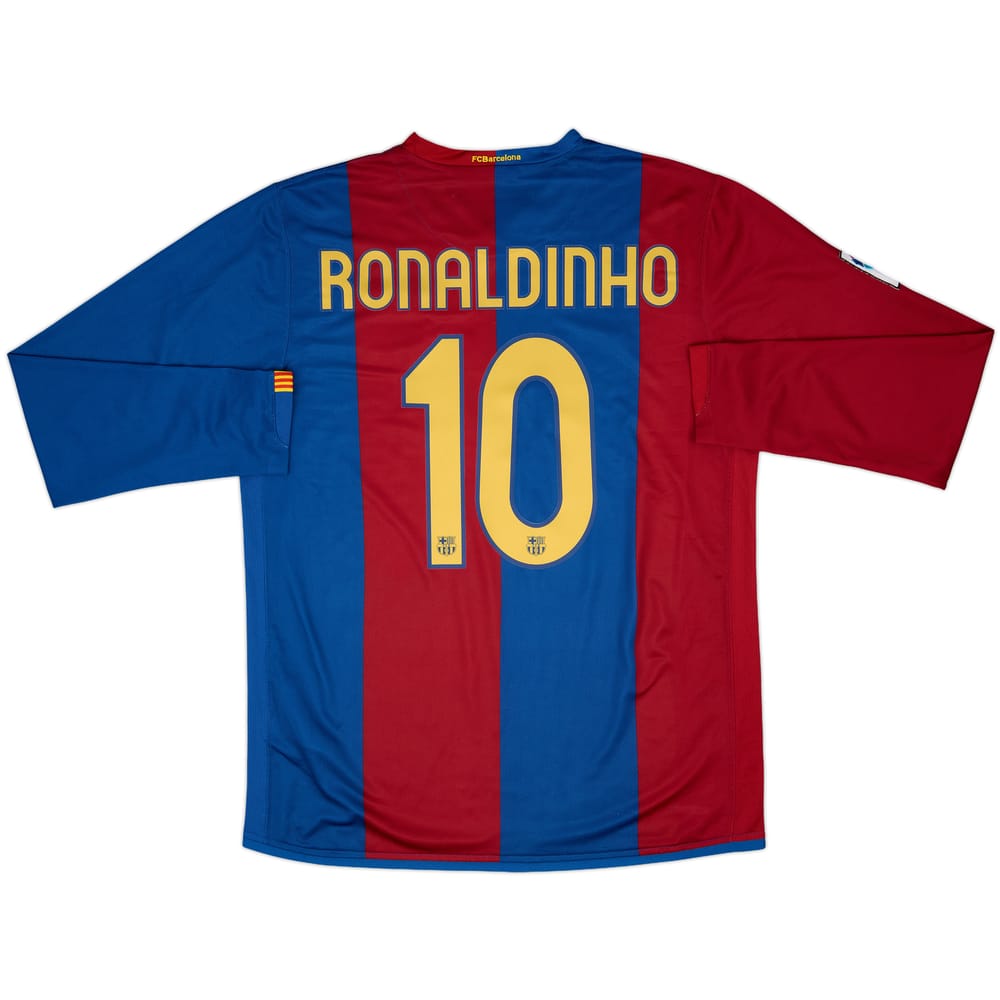 2006-07 Barcelona Home L/S Shirt Ronaldinho #10 - 7/10 - (L)