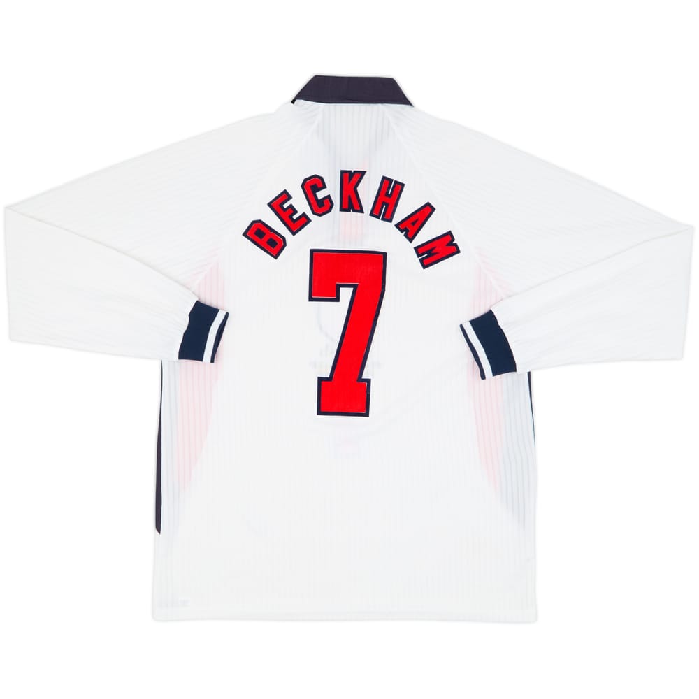 1997-99 England Home L/S Shirt Beckham #7 - 8/10 - (L)