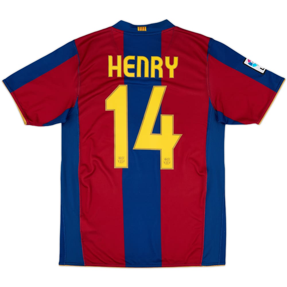 2007-08 Barcelona Home Shirt Henry #14 - 9/10 - (S)