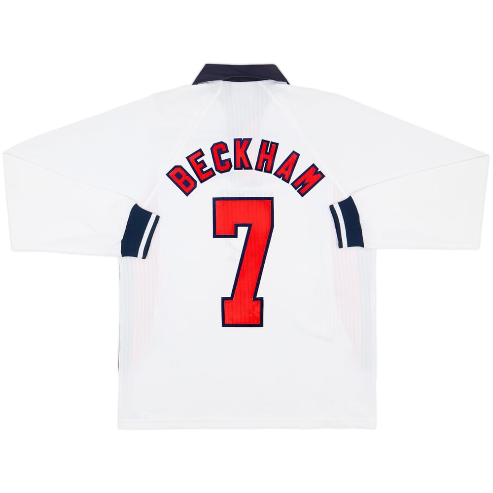 1997-99 England Home L/S Shirt Beckham #7 - 8/10 - (M)