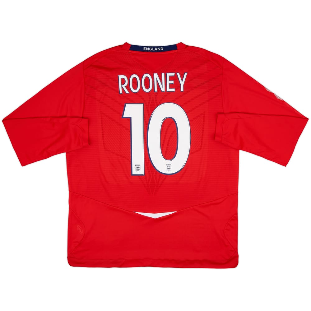 2008-10 England Away L/S Shirt Rooney #10 - 8/10 - (XXL)