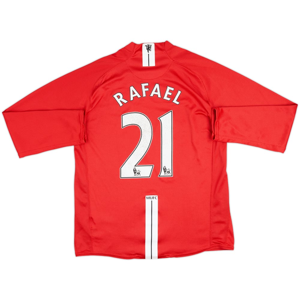 2007-09 Manchester United Home L/S Shirt Rafael #21 - 6/10 - (M)