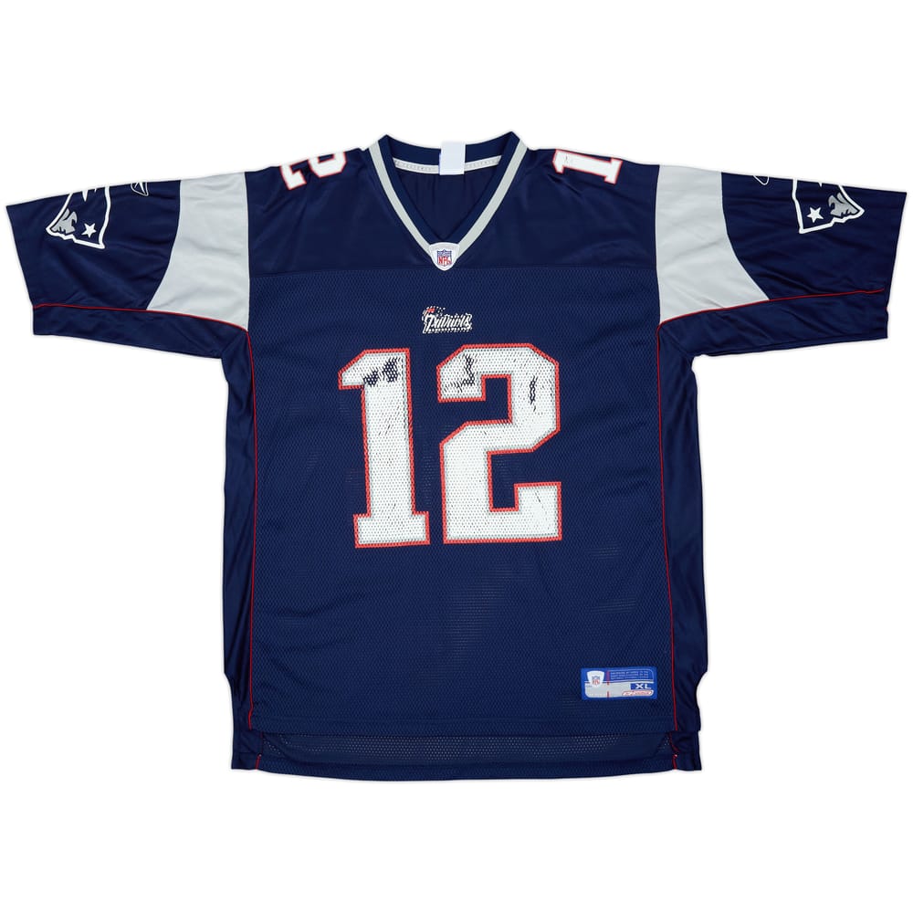 2002-04 New England Patriots Brady #12 Reebok On Field Home Jersey - 6/10 - (XL)