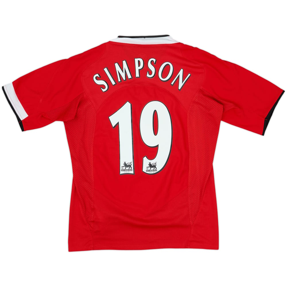 2004-06 Manchester United Home Shirt Simpson #19 - 9/10 - (S)