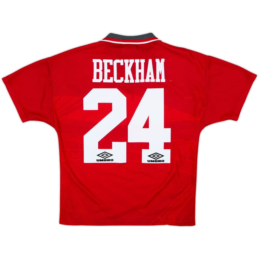 1994-96 Manchester United Home Shirt Beckham #24 - 6/10 - (15-16 Years)