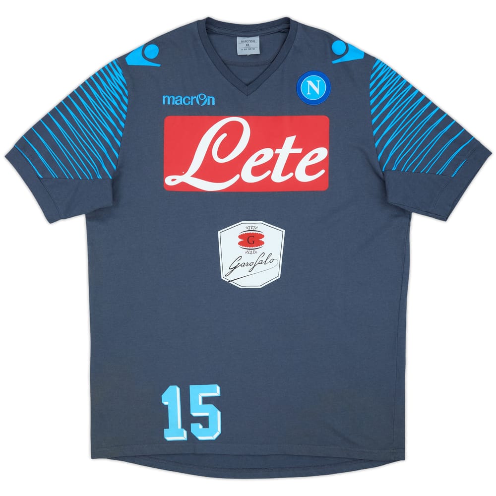 2014-15 Napoli Macron Player Issue Cotton Tee #15 - 7/10 - (XL)
