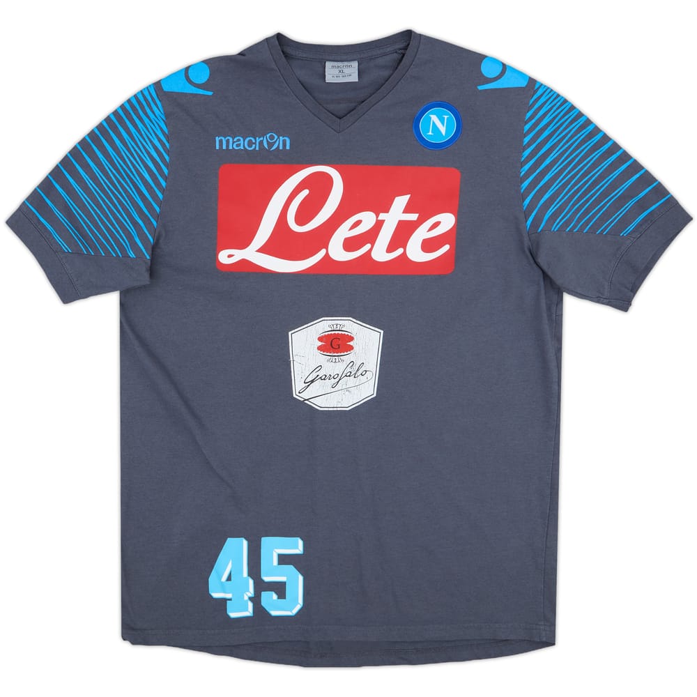 2014-15 Napoli Macron Player Issue Cotton Tee - 5/10 - (XL)