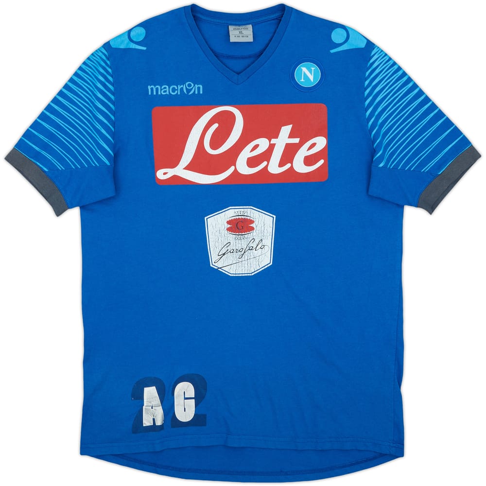 2014-15 Napoli Macron Staff Issue Cotton Tee AG - 4/10 - (XL)