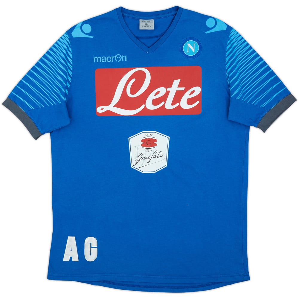 2014-15 Napoli Macron Staff Issue Cotton Tee AG - 5/10 - (XL)