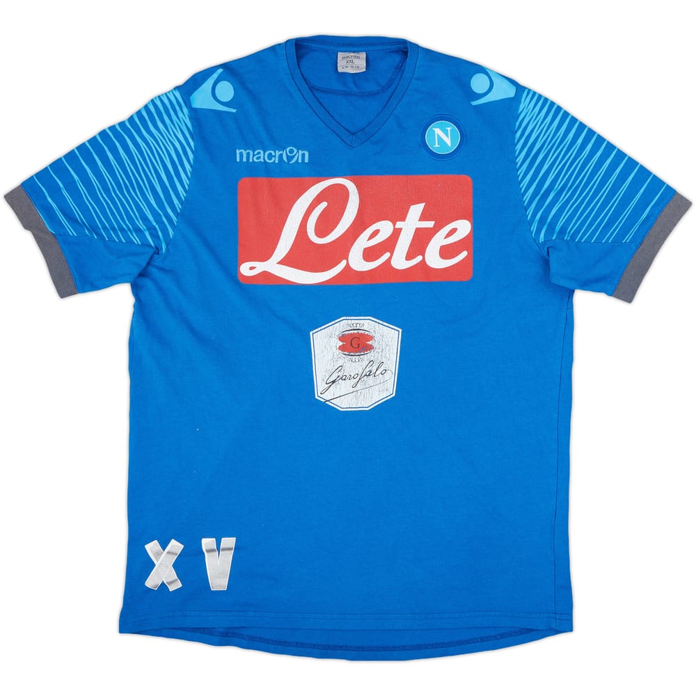 2014-15 Napoli Staff Issue Macron Cotton Tee 'XV' - 5/10 - (XXL)