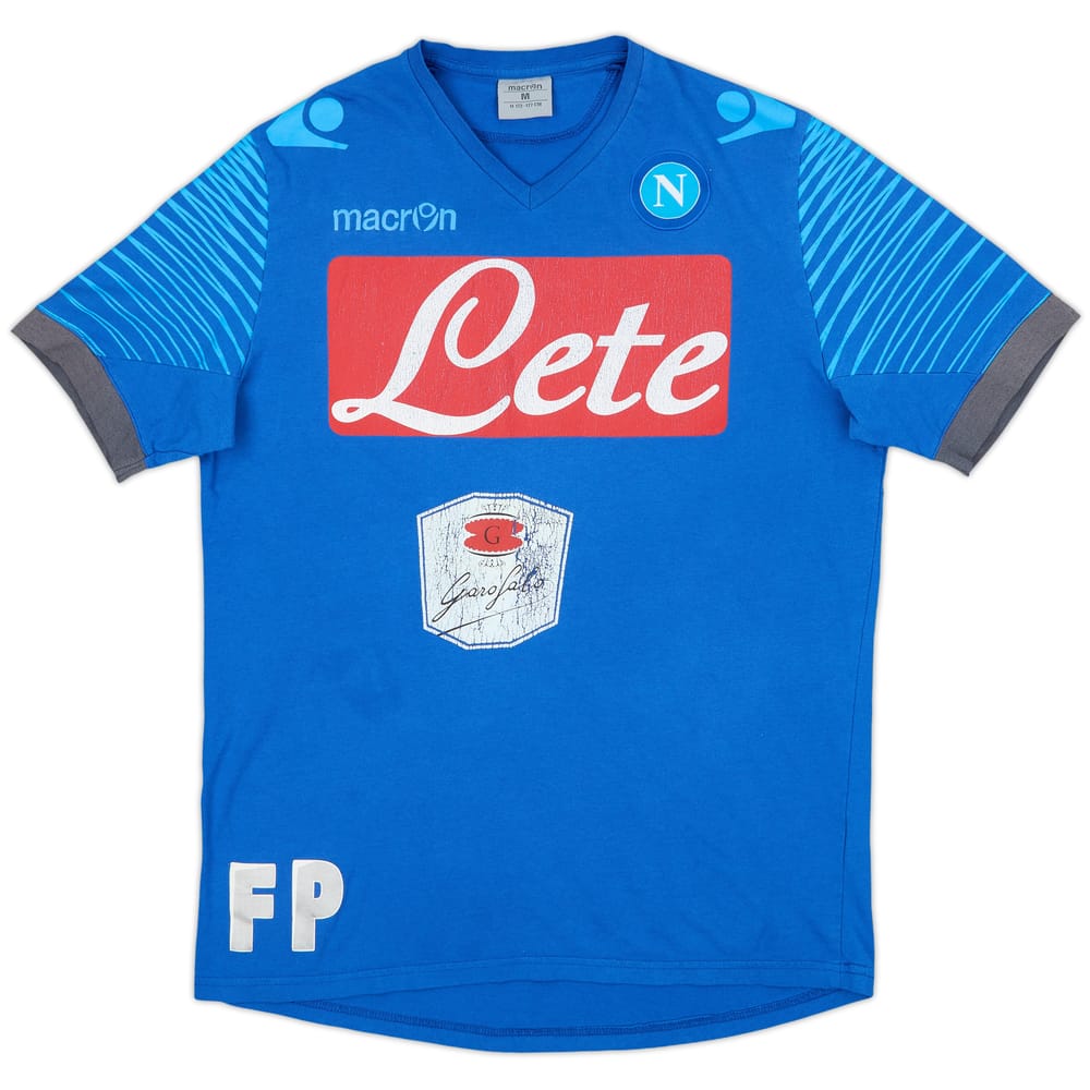 2014-15 Napoli Macron Staff Issue Cotton Tee FP - 5/10 - (M)