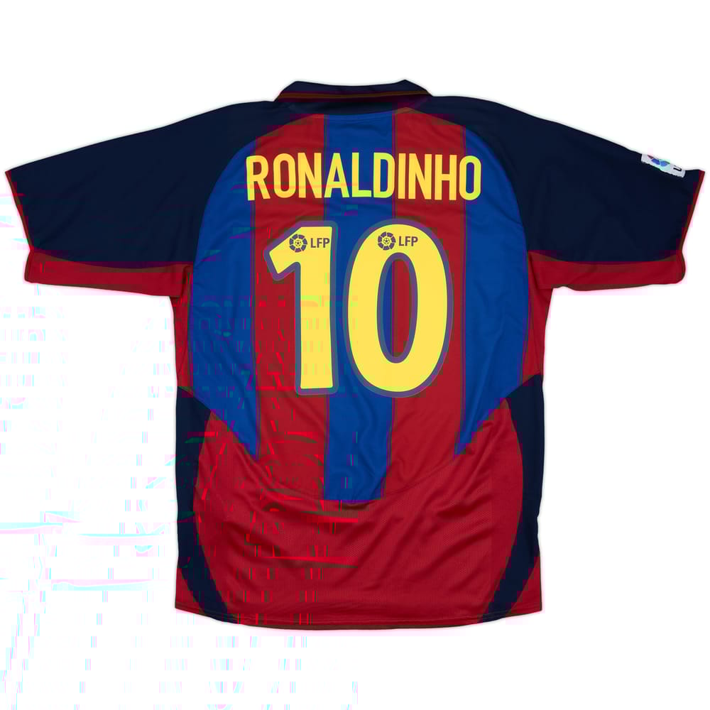 2003-04 Barcelona Home Shirt Ronaldinho #10 - 9/10 - (L)