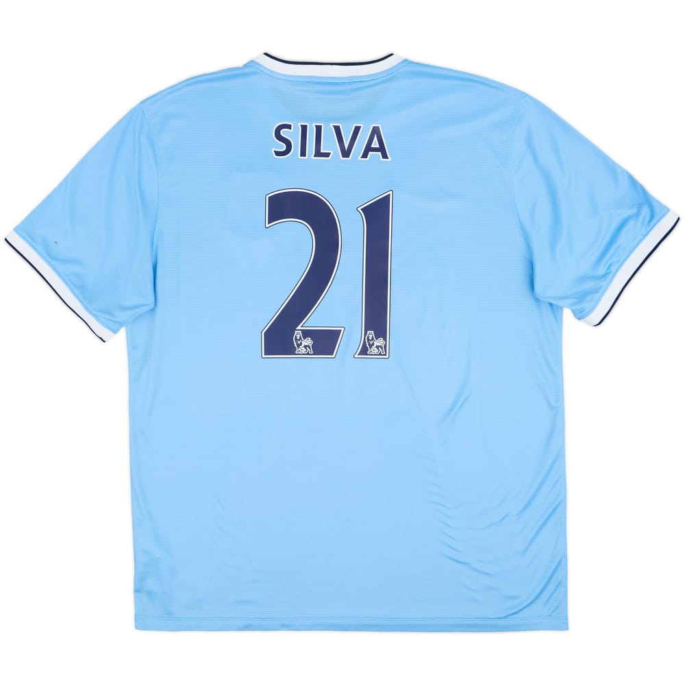 2013-14 Manchester City Home Shirt Silva #21 - 8/10 - (XL)