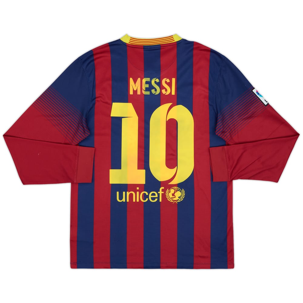 2013-14 Barcelona Home L/S Shirt Messi #10 - 4/10 - (S)