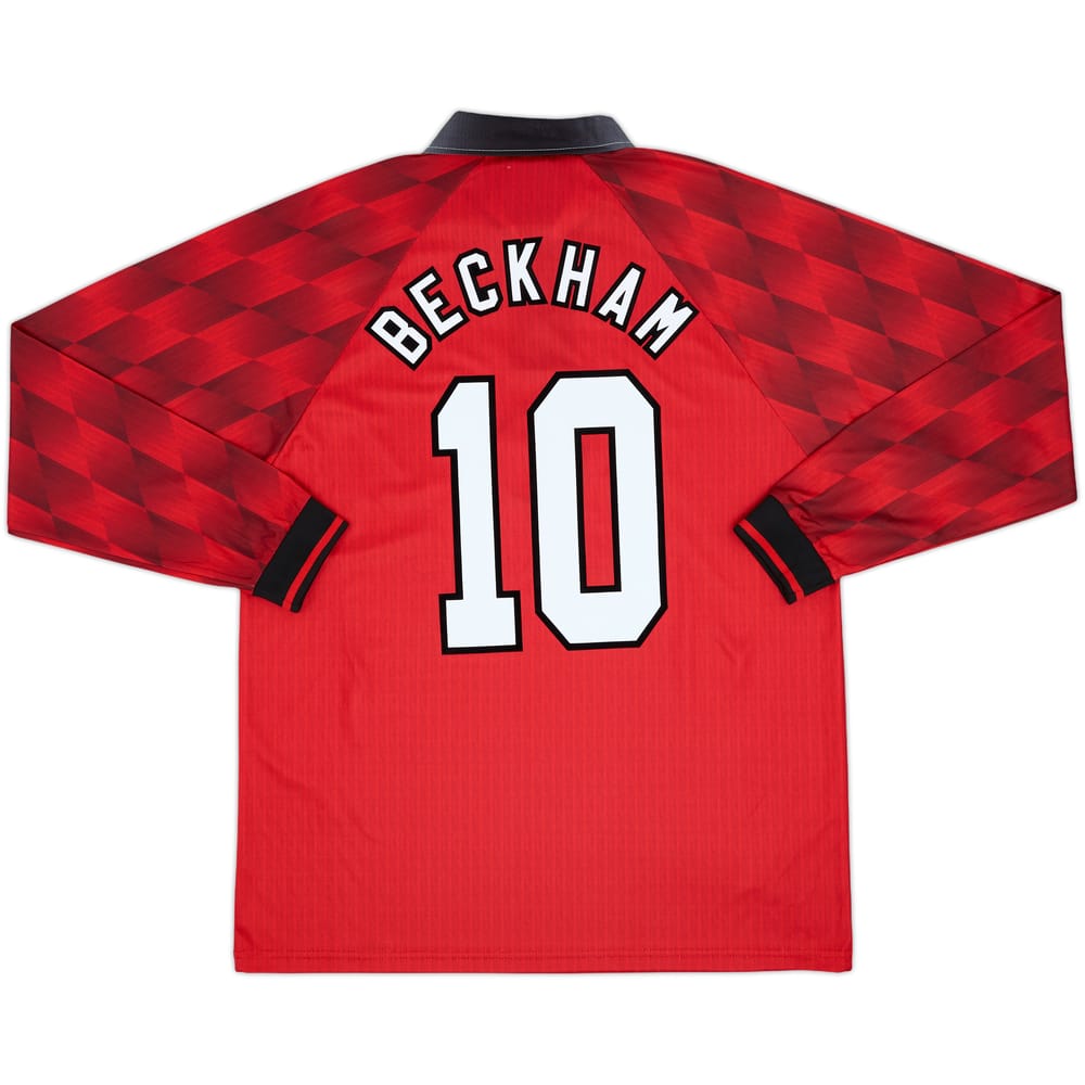 1996-98 Manchester United Home L/S Shirt Beckham #10 - 8/10 - (XL)