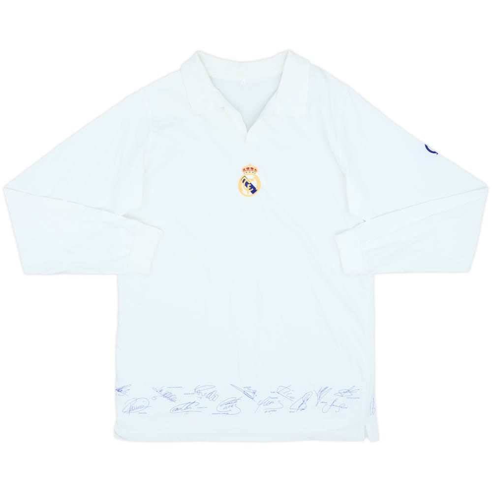 2002-03 Real Madrid 'Signed' Cotton L/S Shirt - 9/10 - (L)